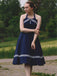 Marineblau 1950er Neckholder Rockabily Swing Kleid