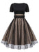 Schwarz 1950er Polka Dot Vintage Kleid mit Zubehör-Set