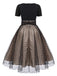 Schwarz 1950er Polka Dot Vintage Kleid mit Zubehör-Set