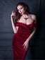 WEINROT SCHULTERFREI PENCIL KLEID