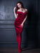 WEINROT SCHULTERFREI PENCIL KLEID