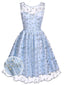 [Vorverkauf] Blau 1950er Spitze Blumen Swing Kleid