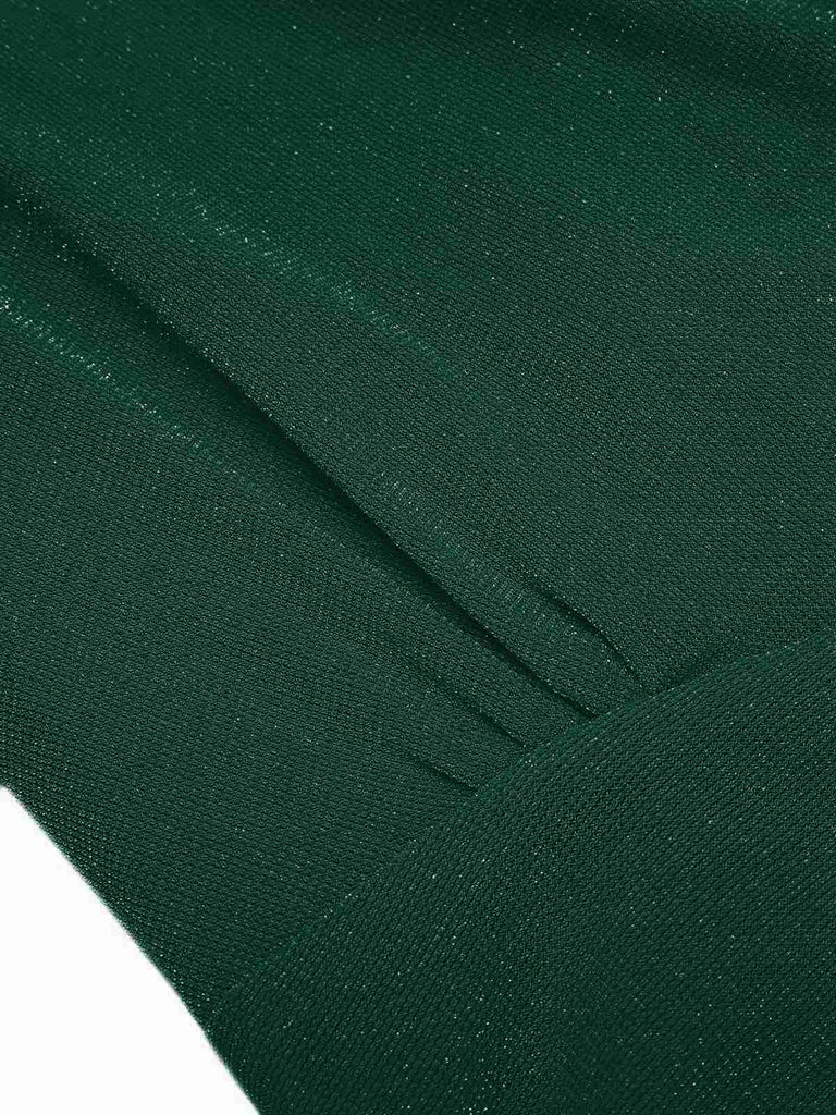 Dunkelgrün 1930er Rüsche Schnürschuh Fischschwanz Kleid