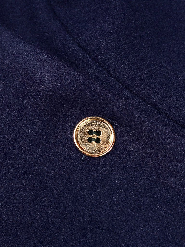 Blau Einfarbiger Mantel Mit Knöpfen
