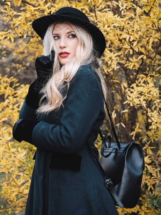 Dunkelgrün Einfarbiger Mantel Mit Knöpfen