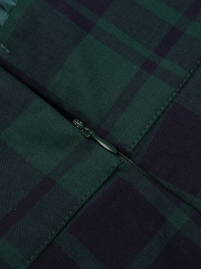 Grün 1930er Karo Patchwork Puff Jumpsuit