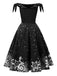 Grünes 1950er Weihnachten Schneeflocke Off-Shoulder Kleid