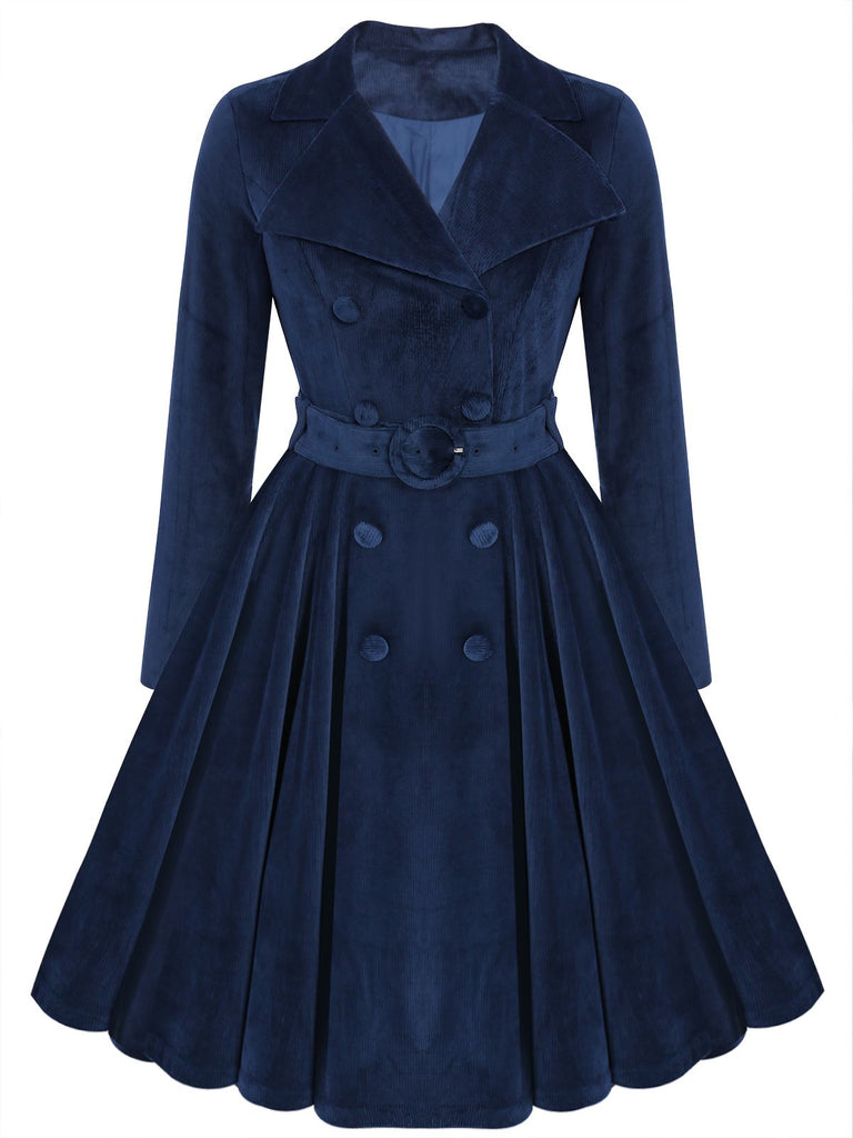 Grün 1950er Samt Langer Mantel
