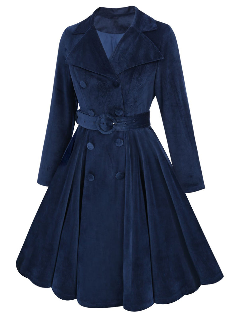 Grün 1950er Samt Langer Mantel