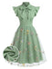 50er Tüllkleid mit Blumenstickerei und Schleifenkragen