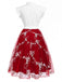 50er Tüllkleid mit Blumenstickerei und Schleifenkragen