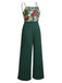 GRÜNER PATCHWORK JUMPSUIT MIT BLUMEN-3D-RIEMEN