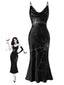 [Vorverkauf] 30er Satin-Maxikleid mit Spinnennetz und Wasserfallausschnitt