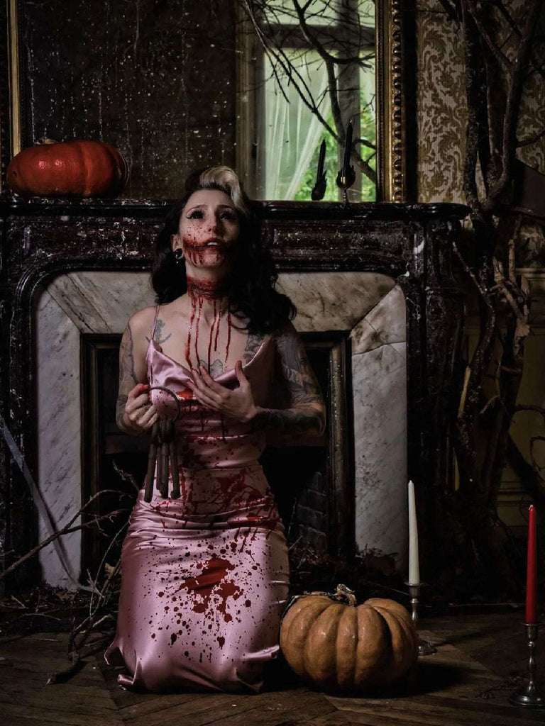 Rosa 1930er Halloween Blut Fischschwanz Kleid