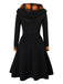 Schwarz & Orange 1950er Weihnachten Plaids Kapuzenkleid