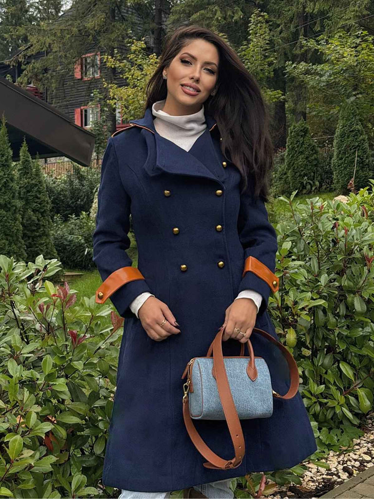 Marineblau 1940er Patchwork Taste Mantel