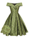 1950ER GRÜNES SCHULTERFREIES VINTAGE KLEID