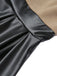 KHAKIFARBENES STRICKLEDER PATCHWORK KLEID