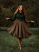 1950ER DUNKELGRÜNES KARIERTES STRICKKLEID