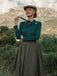 1950ER DUNKELGRÜNES KARIERTES STRICKKLEID