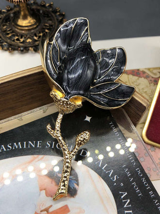 Emaille 3D Magnolie Blumen Brosche