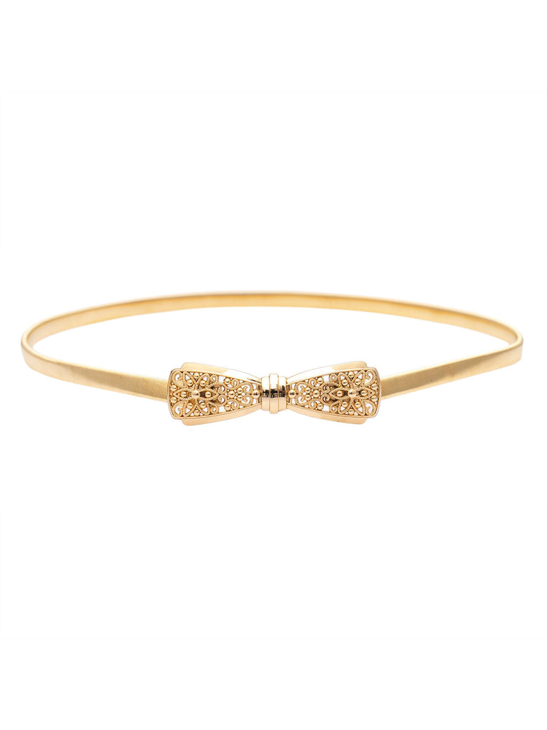 Vintage Chic Gold Elastisch Metallic Thin Gürtel