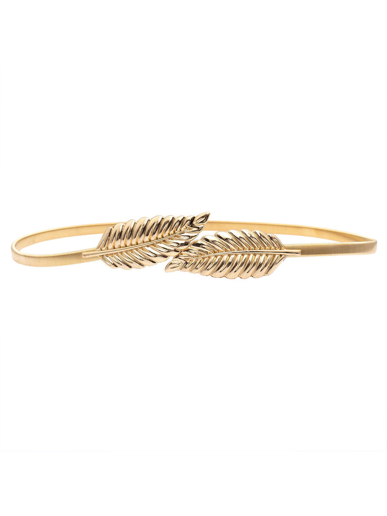 Vintage Chic Gold Elastisch Metallic Thin Gürtel