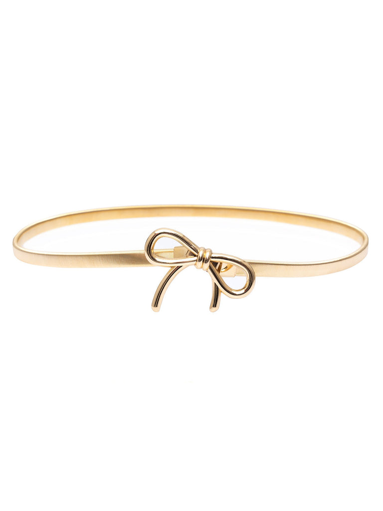 Vintage Chic Gold Elastisch Metallic Thin Gürtel
