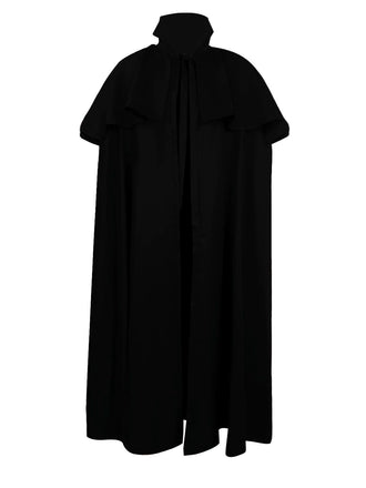 Schwarz 1930er Solide Halloween Gothic Mittelalterlich Tod Mantel