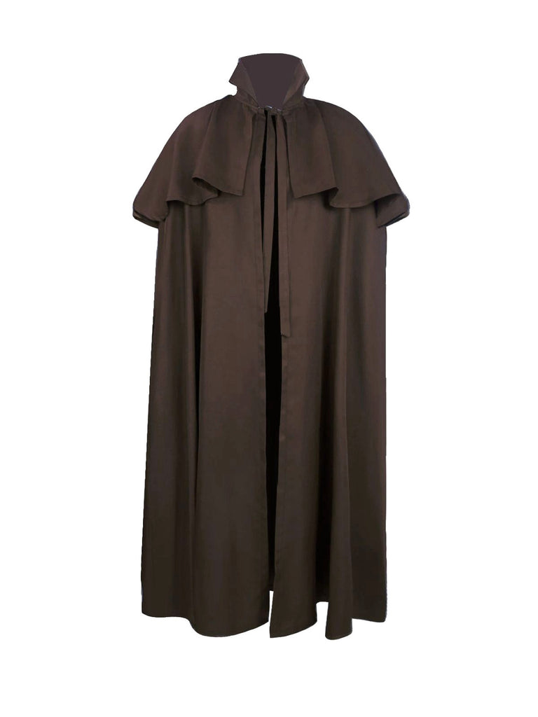 Schwarz 1930er Solide Halloween Gothic Mittelalterlich Tod Mantel