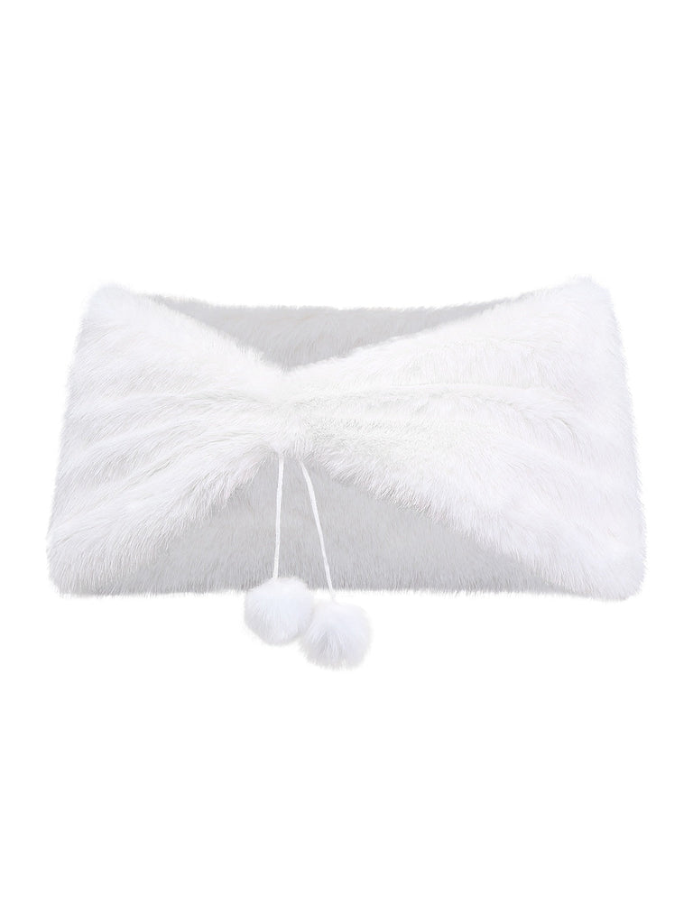 [Vorverkauf] 2PCS Rot 1970er Samt Pailletten Kleid & Kunstpelz Schal