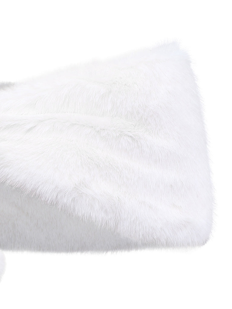 [Vorverkauf] 2PCS Rot 1970er Samt Pailletten Kleid & Kunstpelz Schal