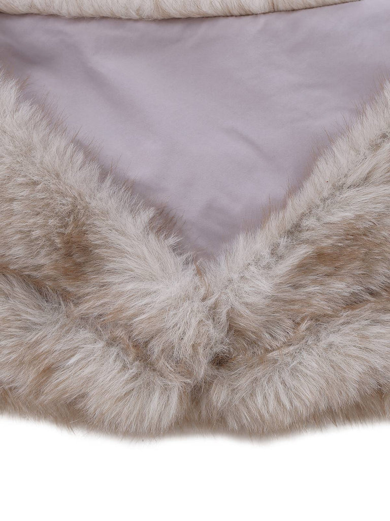 [Vorverkauf] 2PCS Braun 1920er Pailletten Kleid & Kunst Pelz Schal