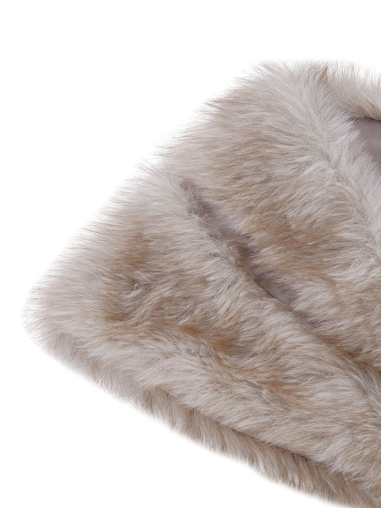 [Vorverkauf] 2PCS Braun 1920er Pailletten Kleid & Kunst Pelz Schal