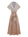 [Vorverkauf] 2PCS Braun 1920er Pailletten Kleid & Kunst Pelz Schal