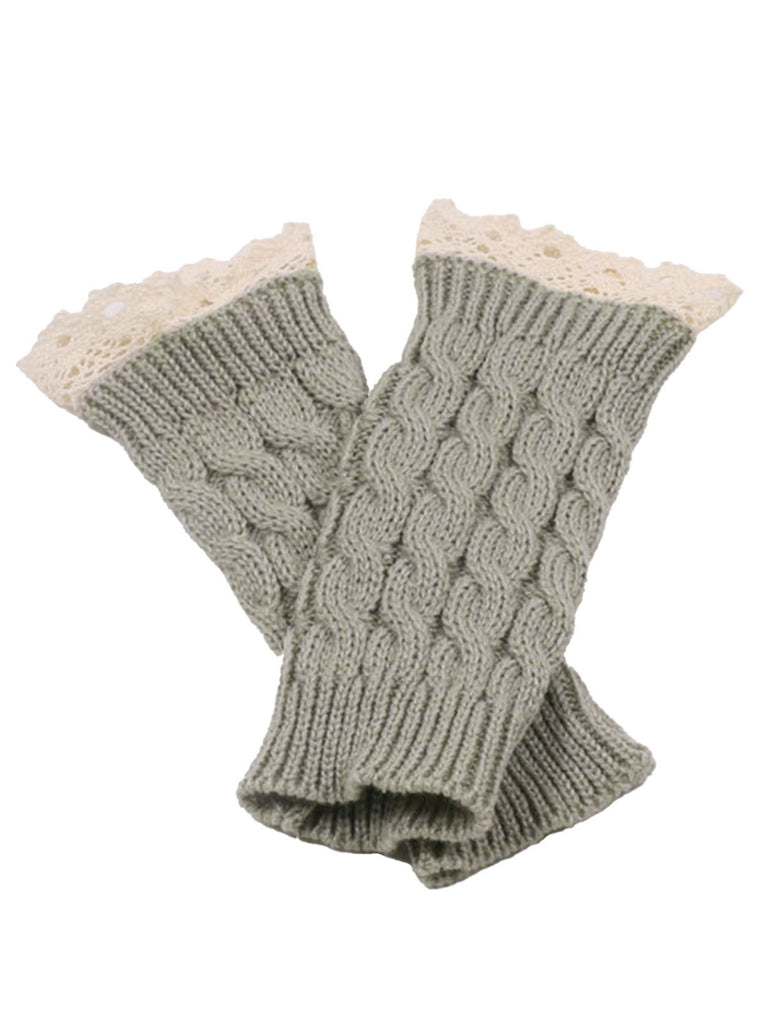 Vintage Spitze Patchwork Verdreht Stricken Fingerlos Handschuhe