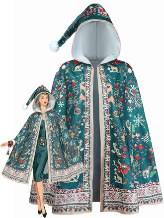 1950er Weihnachten Hooded Cape Mantel