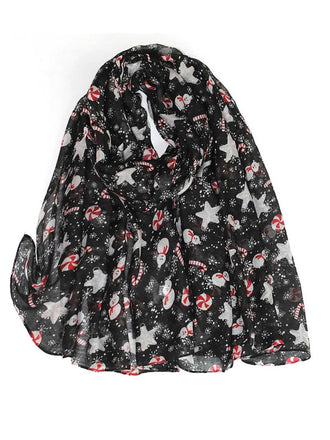 Vintage Weihnachten Karikatur Gedruckt Seide Schal