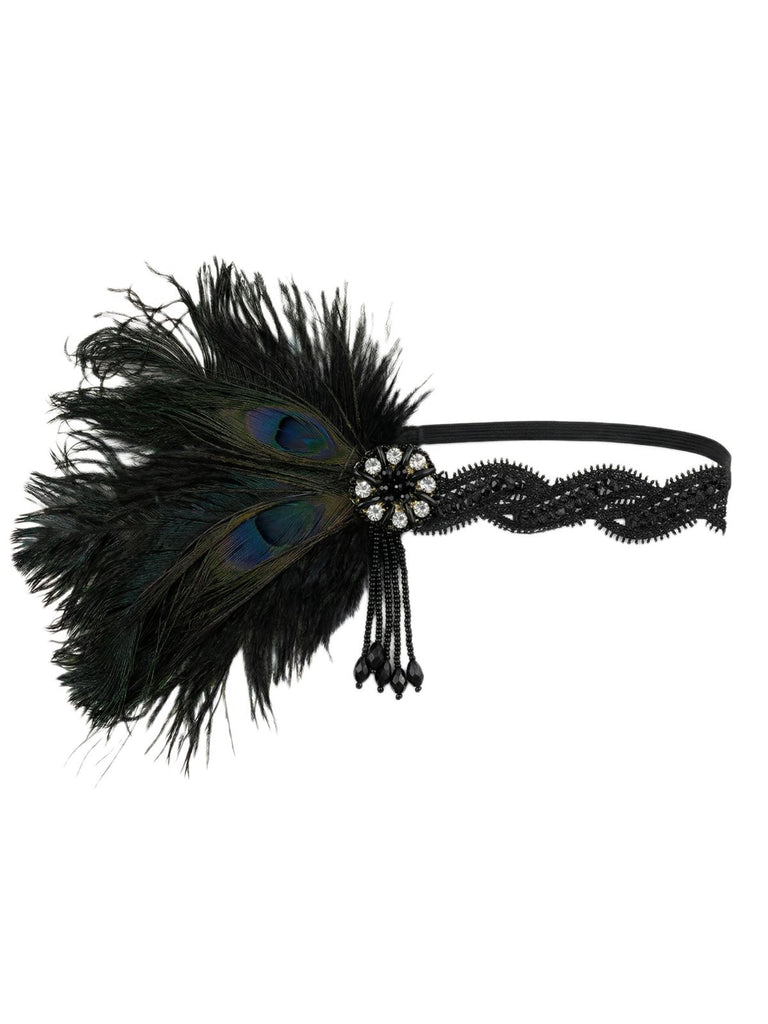 1920er Gatsby Pfau Feder Flapper Quaste Stirnband