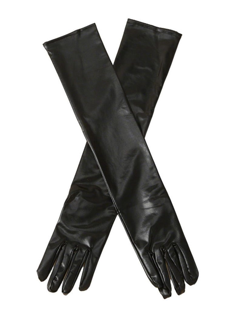 Gold Lack Leder Solide Voll Finger Handschuhe