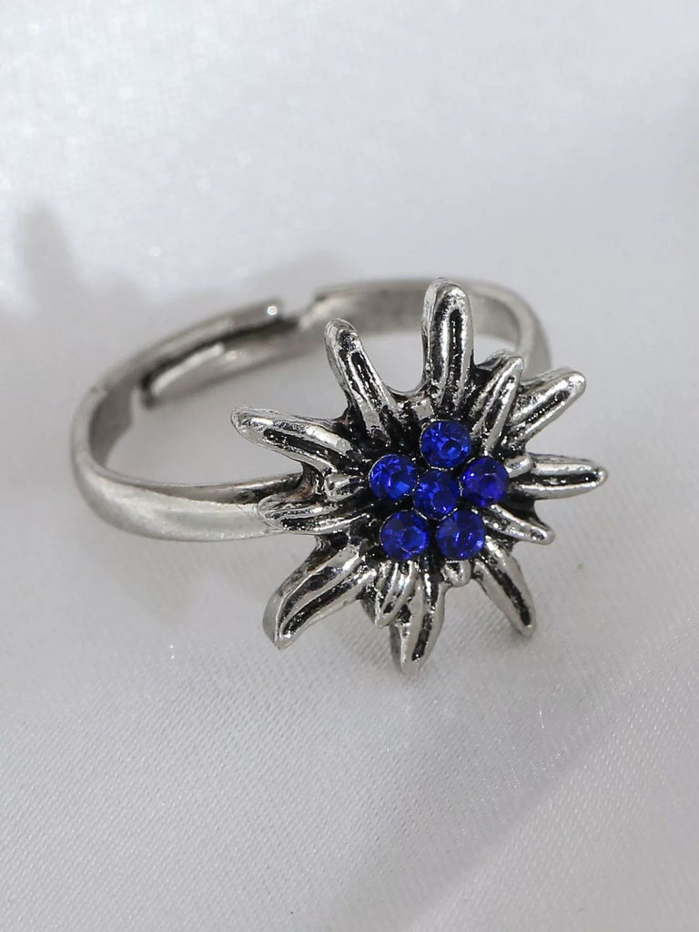 Vintage Edelweiß Accessoire-Ring mit Strass