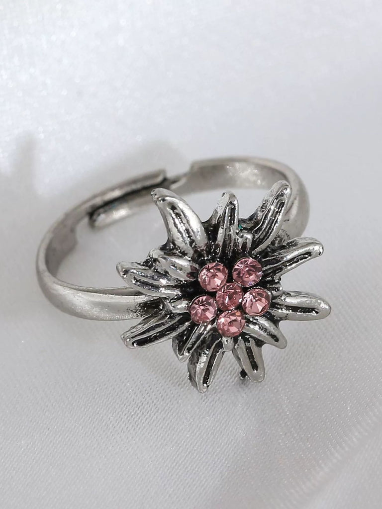 Vintage Edelweiß Accessoire-Ring mit Strass