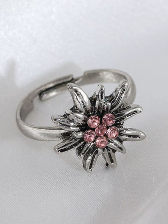 Vintage Edelweiß Accessoire-Ring mit Strass