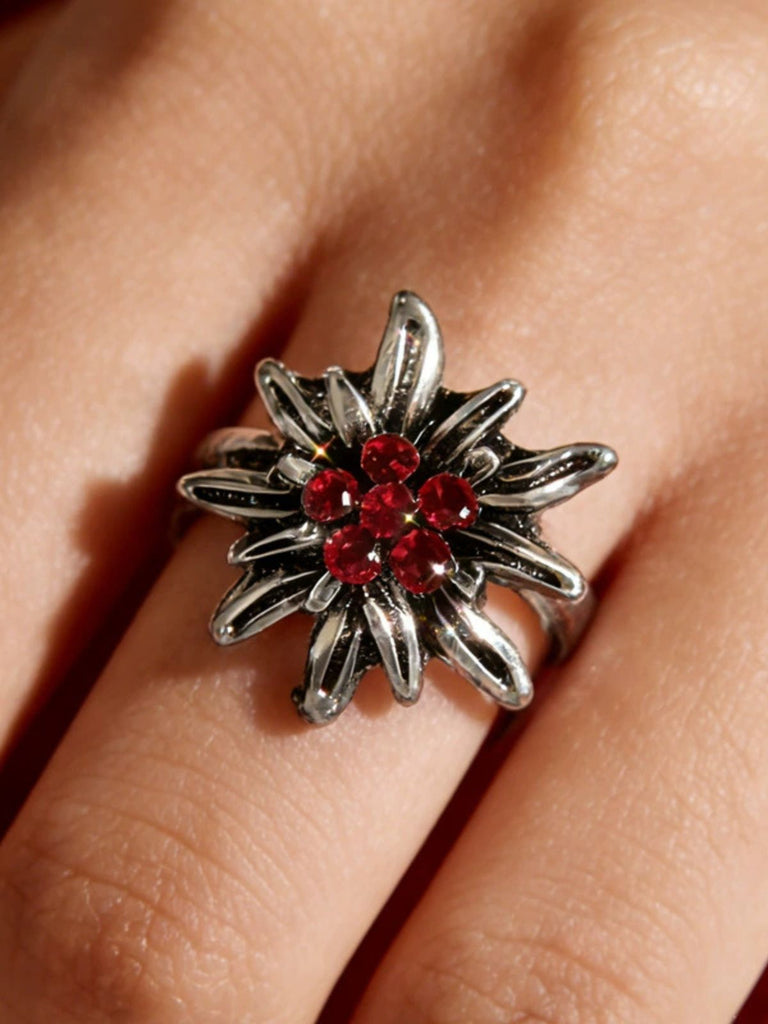 Vintage Edelweiß Accessoire-Ring mit Strass