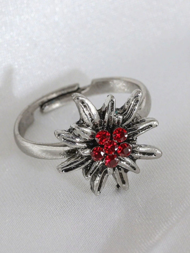 Vintage Edelweiß Accessoire-Ring mit Strass