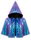 80er kurzes Metallic-Cape mit Holo-Effekt und Kapuze