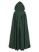 Grünes 50er Mittelalter-Halloween-Cape mit Kapuze und Kettenverschluss