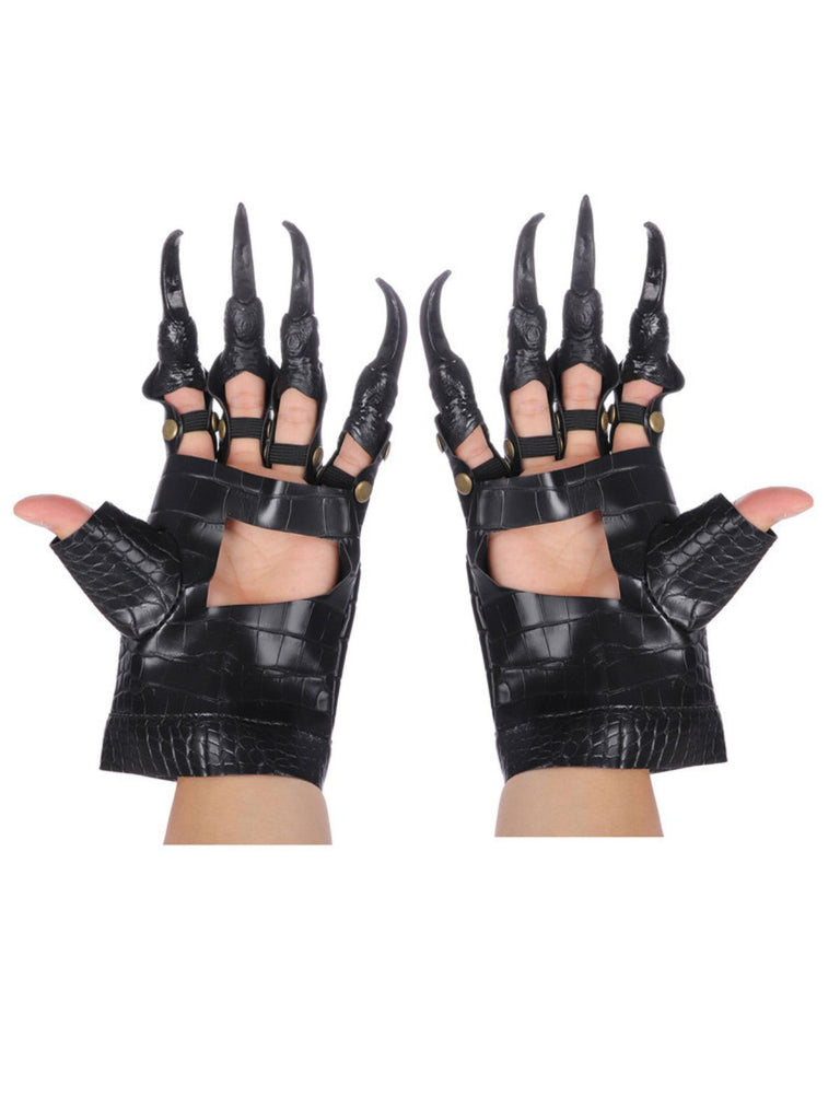 Schwarze Gothic-Handschuhe mit Krallenfingern