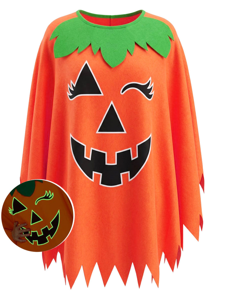 40er Halloween-Umhang mit Leuchtkürbis und Haarreif