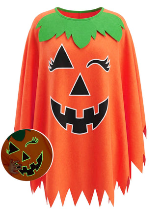 40er Halloween-Umhang mit Leuchtkürbis und Haarreif